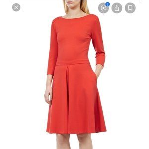 REISS FIT FLARE DRESS CADMIUM RED UK 10 US 6